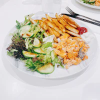 a plate of food on a table with a fork