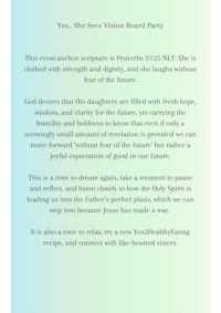 a flyer for a women's vision board party