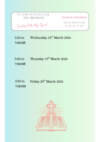 a flyer for a church's weekly schedule