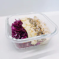 red cabbage salad in a glass container