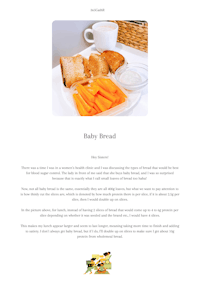 a baby food blog page with a picture of bread and carrots